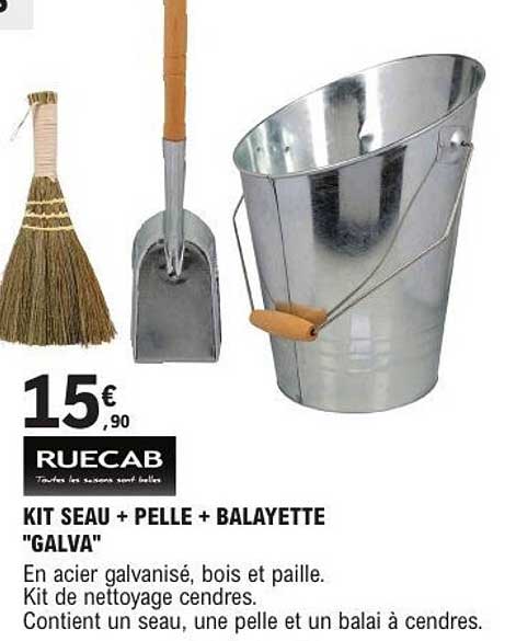 KIT SEAU + PELLE + BALAYETTE "GALVA"