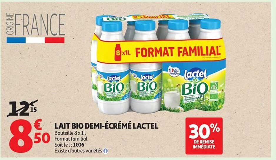 LAIT BIO DEMI-ÉCRÉMÉ LACTEL