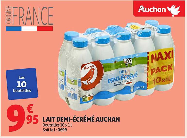 LAIT DEMI-ÉCRÉMÉ AUCHAN