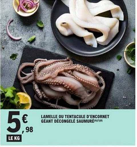 LAMELLE OU TENTACULE D'ENCORNET GEANT DECONGELE SAUMURE