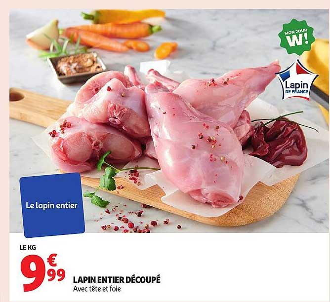 LAPIN ENTIER DÉCOUPÉ Avec tête et foie