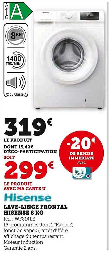 LAVE-LINGE FRONTAL HISENSE 8 KG