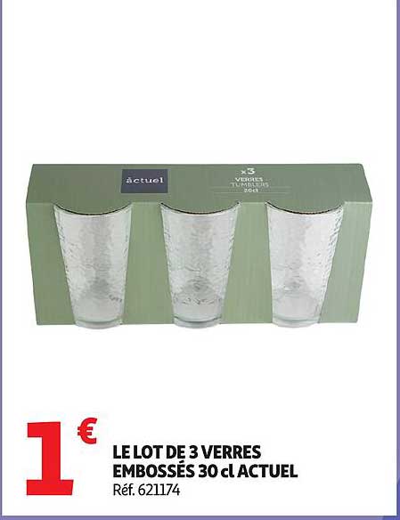 LE LOT DE 3 VERRES EMBOSSÉS 30 cl ACTUEL