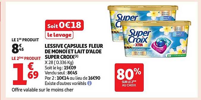 LESSIVE CAPSULES FLEUR DE MONOÏ ET LAIT D'ALOE SUPER CROIX