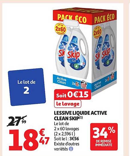 LESSIVE LIQUIDE ACTIVE CLEAN SKIP
