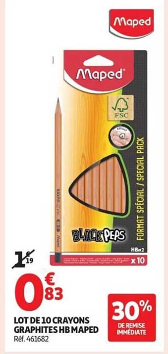 LOT DE 10 CRAYONS GRAPHITES HB MAPED