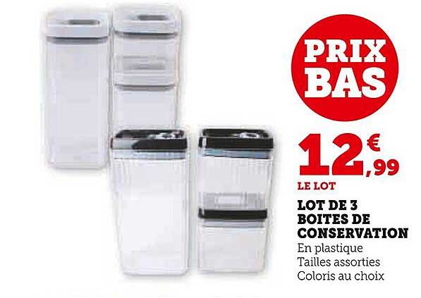 LOT DE 3 BOITES DE CONSERVATION