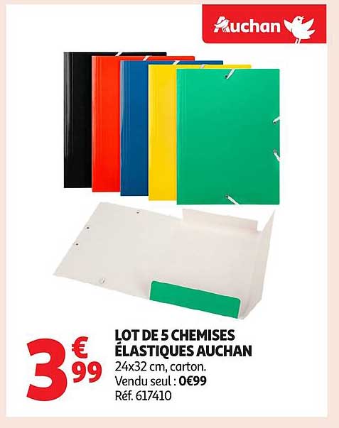 LOT DE 5 CHEMISES ÉLASTIQUES AUCHAN