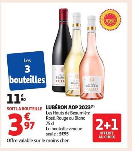 LUBÉRON AOP 2023 - Les Hauts de Beaumière Rosé, Rouge ou Blanc 75 cl