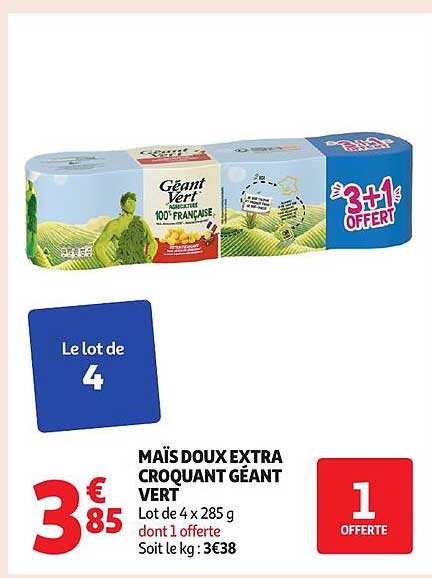 MAÏS DOUX EXTRA CROQUANT GÉANT VERT