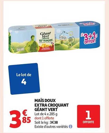 MAÏS DOUX EXTRA CROQUANT GÉANT VERT