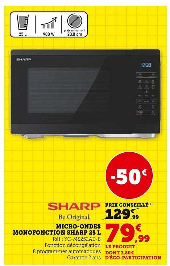 MICRO-ONDES MONOFONCTION SHARP 25 L