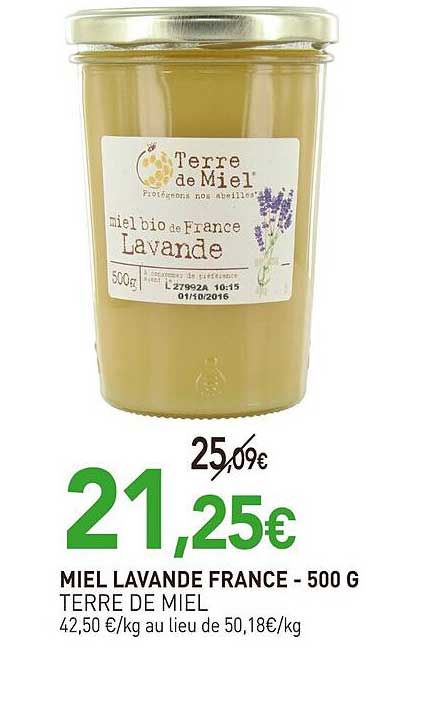 MIEL LAVANDE FRANCE - 500 G TERRE DE MIEL