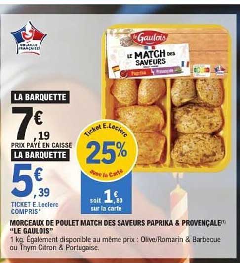 Morceaux de Poulet Match des Saveurs Paprika & Provençale "Le Gaulois"