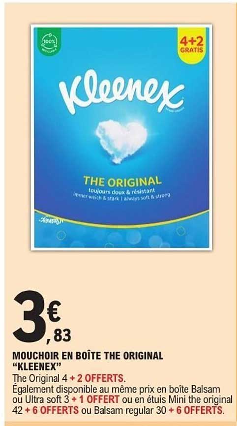 MOUCHOIR EN BOÎTE THE ORIGINAL "KLEENEX"