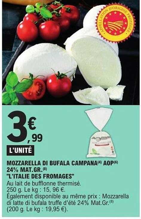 Mozzarella di Bufala Campana AOP 24% Mat.Gr.