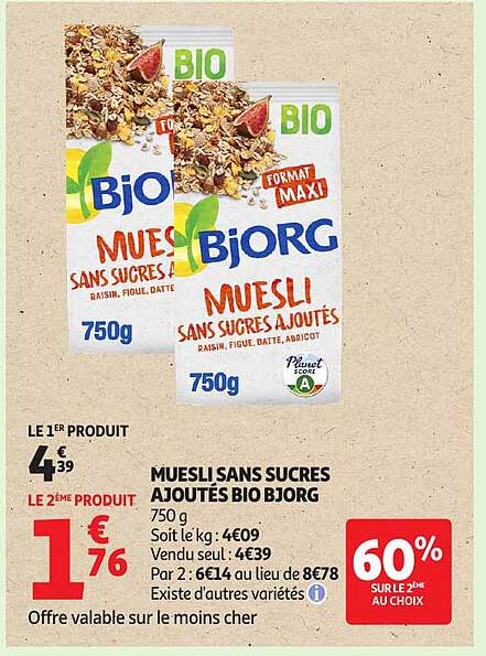 MUESLI SANS SUCRES AJOUTÉS BIO BJORG