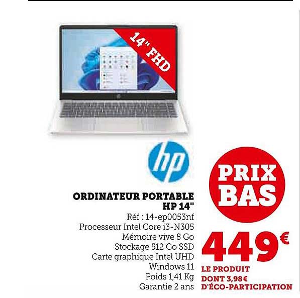 ORDINATEUR PORTABLE HP 14"
