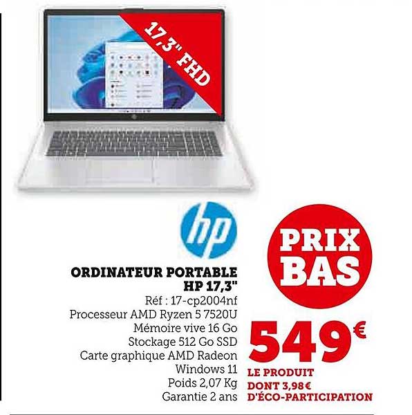 ORDINATEUR PORTABLE HP 17,3"