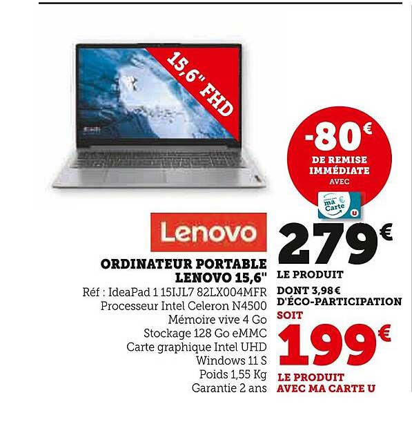 ORDINATEUR PORTABLE LENOVO 15,6"