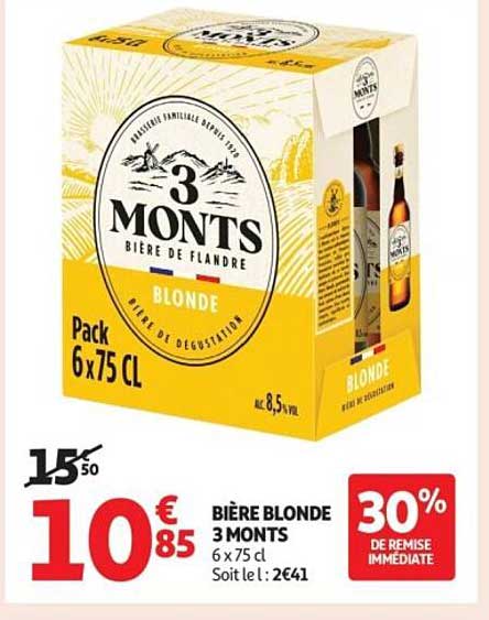 Pack 6 x 75 CL Bière Blonde 3 MONTS