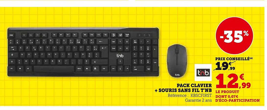 PACK CLAVIER + SOURIS SANS FIL T'NB
