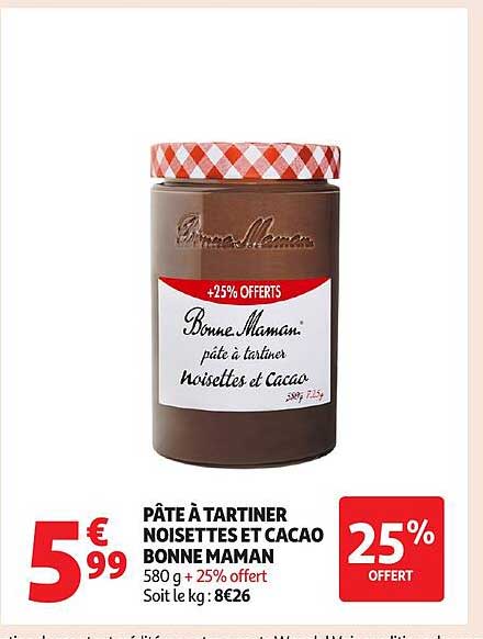 PÂTE À TARTINER NOISETTES ET CACAO BONNE MAMAN