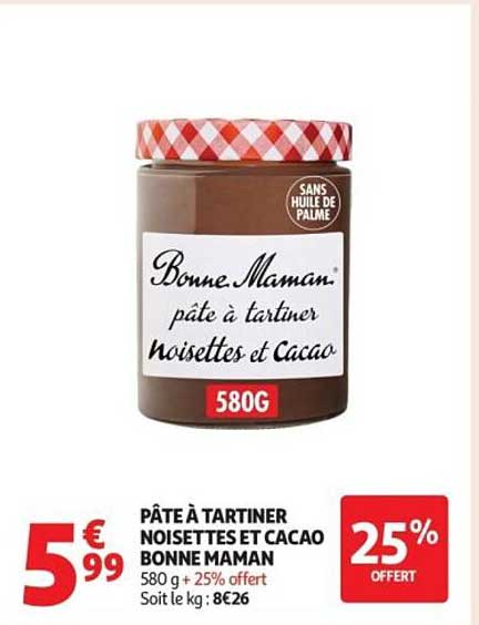 PÂTE À TARTINER NOISETTES ET CACAO BONNE MAMAN