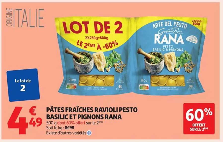 PÂTES FRAÎCHES RAVIOLI PESTO BASILIC ET PIGNONS RANA
