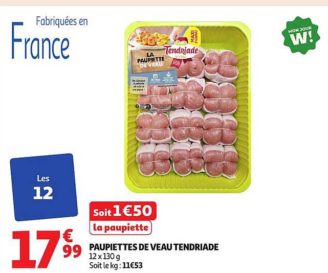 PAUPIETTES DE VEAU TENDRIADES