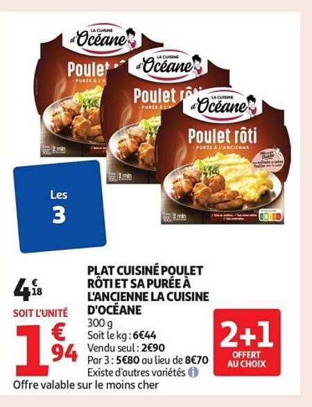 Plat cuisiné Poulet rôti et sa purée à l'ancienne La Cuisine d'Océan