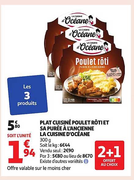 PLAT CUISINÉ POULET RÔTI ET SA PURÉE À L'ANCIENNE LA CUISINE D'OCÉANE