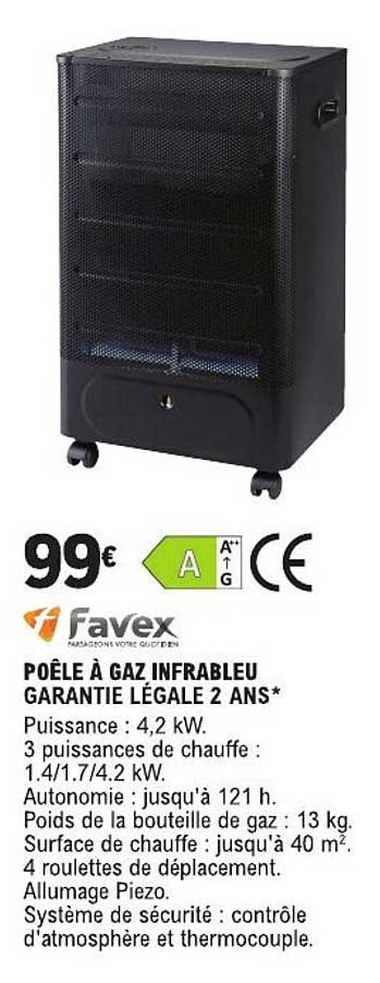 POÊLE À GAZ INFRABLEU GARANTIE LÉGALE 2 ANS*