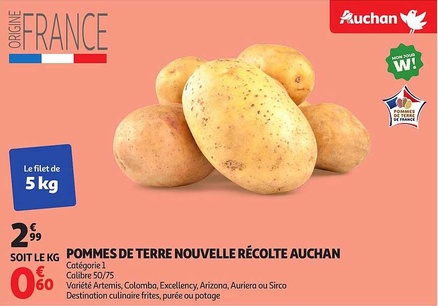 POMMES DE TERRE NOUVELLE RÉCOLTE AUCHAN