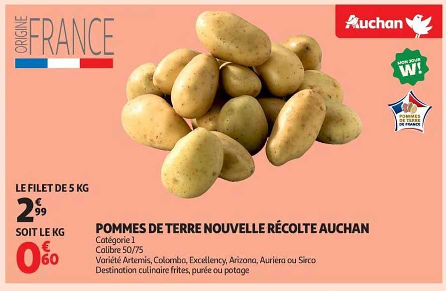 POMMES DE TERRE NOUVELLE RÉCOLTE AUCHAN
