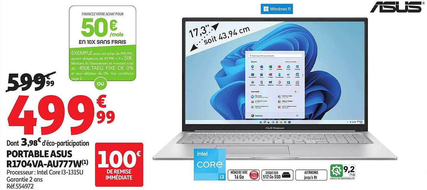 PORTABLE ASUS R1704VA-AU777W