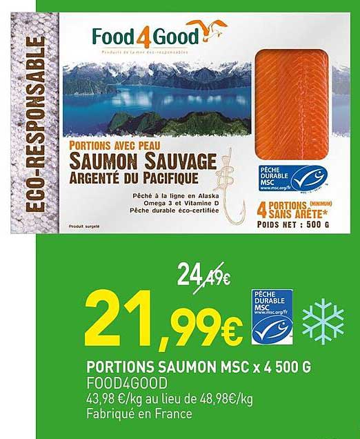 PORTIONS SAUMON MSC x 4 500 G