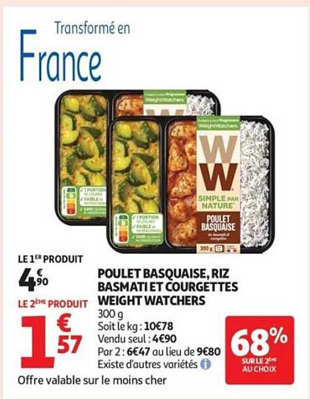 POULET BASQUAISE, RIZ BASMATI ET COURGETTES WEIGHT WATCHERS