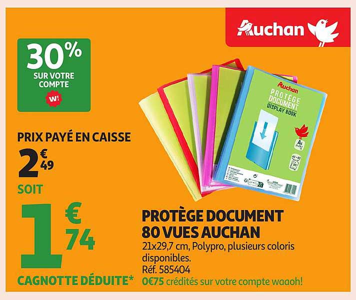 PROTÉGE DOCUMENT 80 VUES AUCHAN