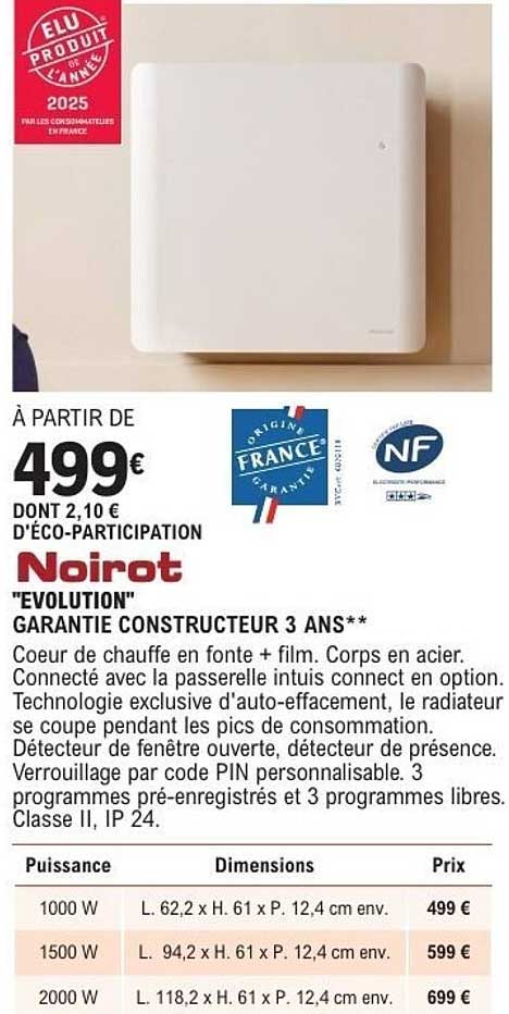 Radiateur à inertie NOIROT "Évolution"