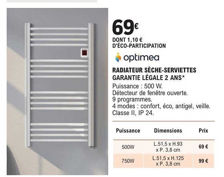 RADIATEUR SÈCHE-SERVIETTES GARANTIE LÉGALE 2 ANS*