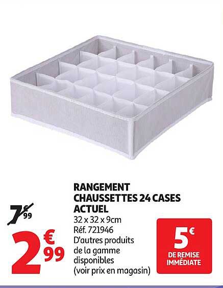RANGEMENT CHAUSSETTES 24 CASES ACTUEL