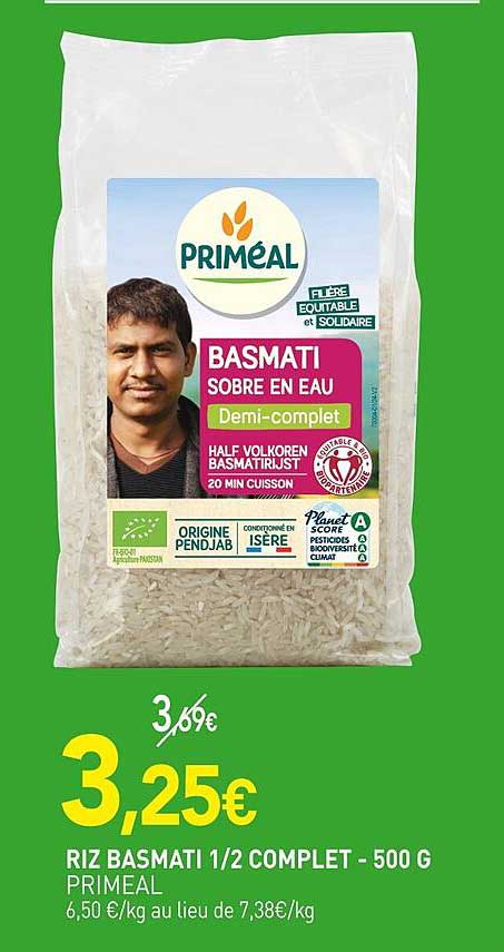 RIZ BASMATI 1/2 COMPLET - 500 G PRIMÉAL