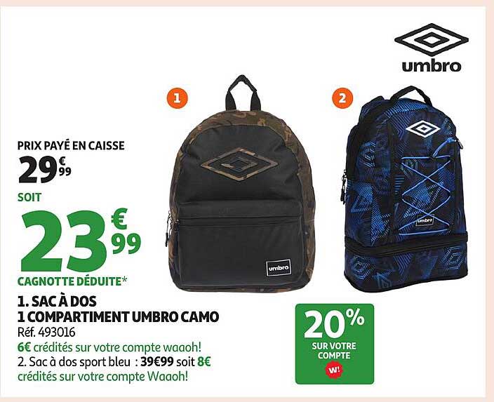 SAC À DOS 1 COMPARTIMENT UMBRO CAMO
