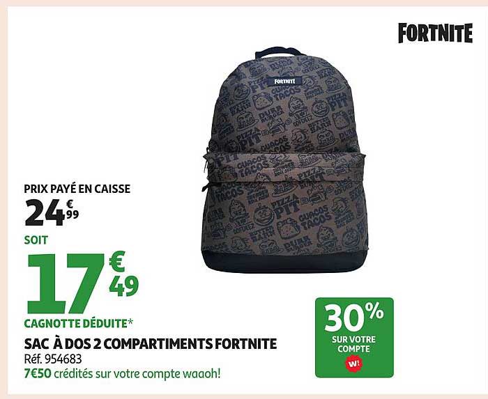 SAC À DOS 2 COMPARTIMENTS FORTNITE
