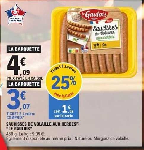 Saucisses de Volaille aux Herbes - Le Gaulois