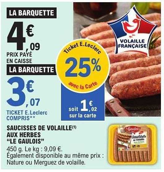 Saucisses de Volaille "Le Gaulois" aux Herbes