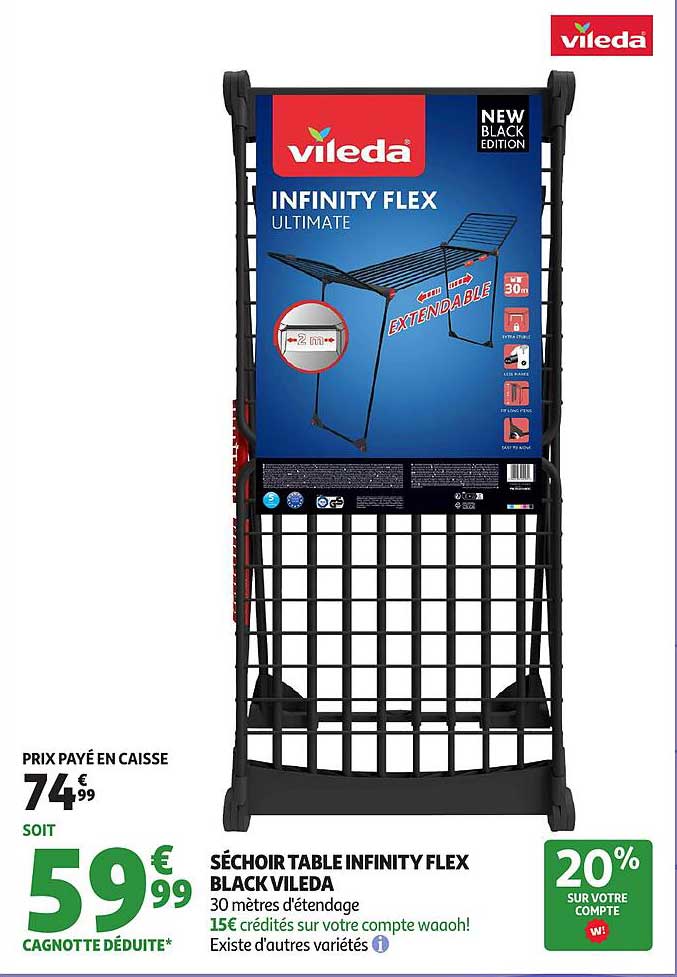 SÉCHOIR TABLE INFINITY FLEX BLACK VILEDA