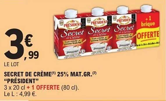 SECRET DE CRÈME 25% MAT.GR. "PRÉSIDENT"