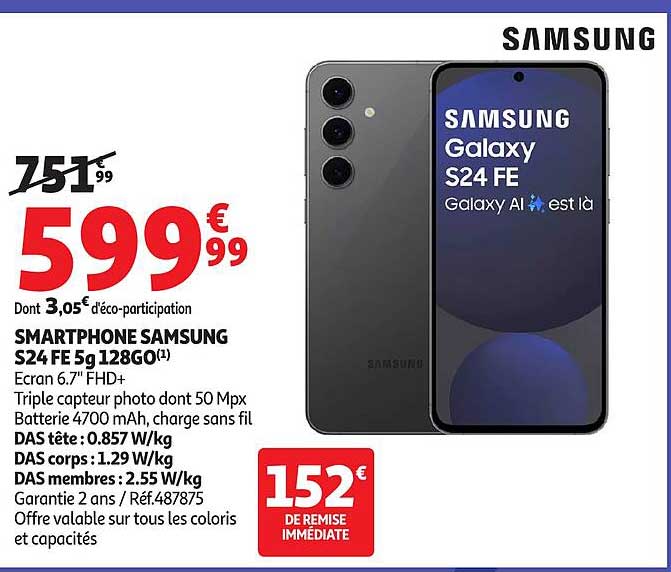 SMARTPHONE SAMSUNG S24 FE 5G 128GO
